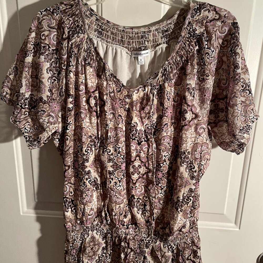 Ladies short sleeve Croft and Barrow shirt size extra large brown cream pink